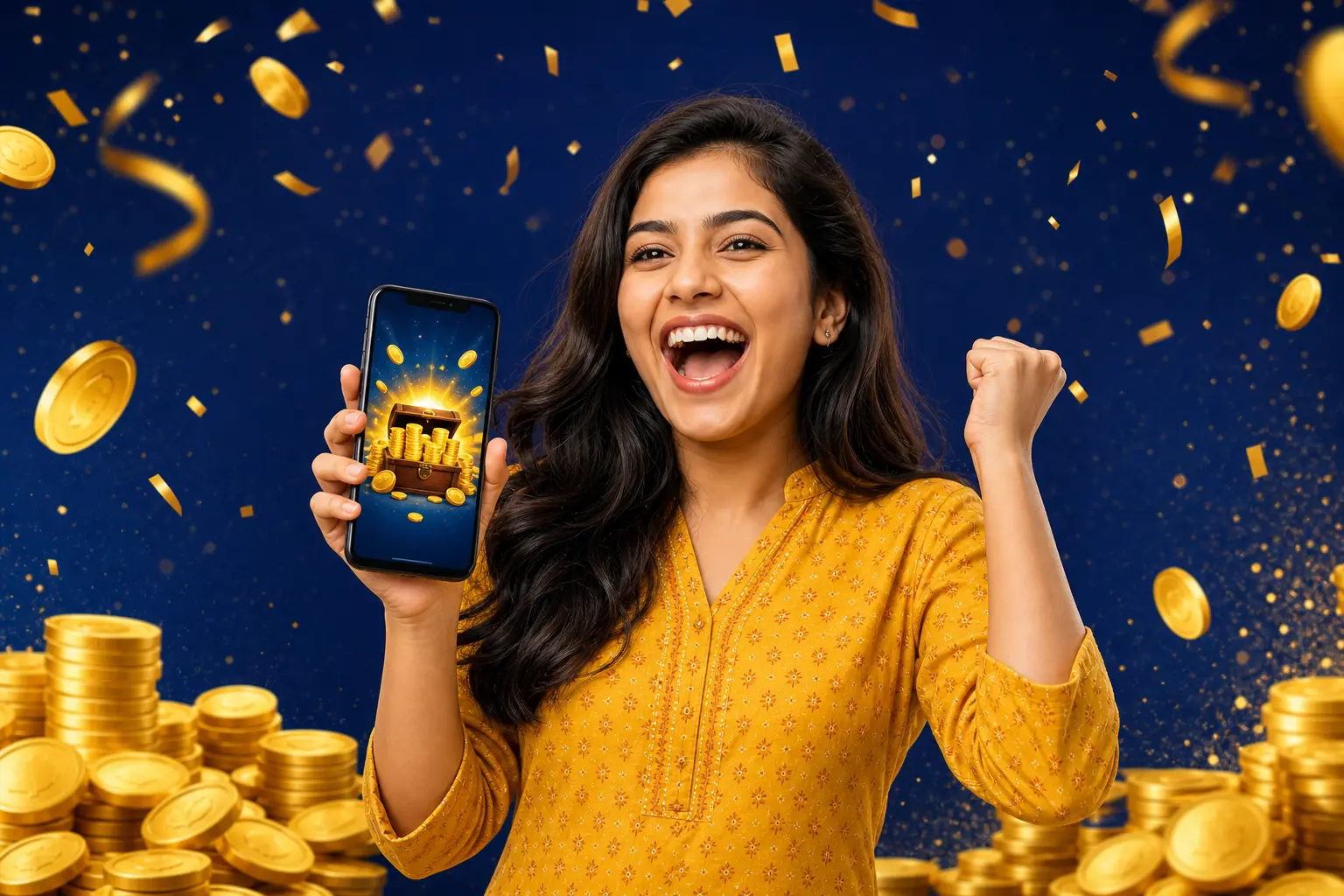 Excited winner celebrating big win on Dear FF